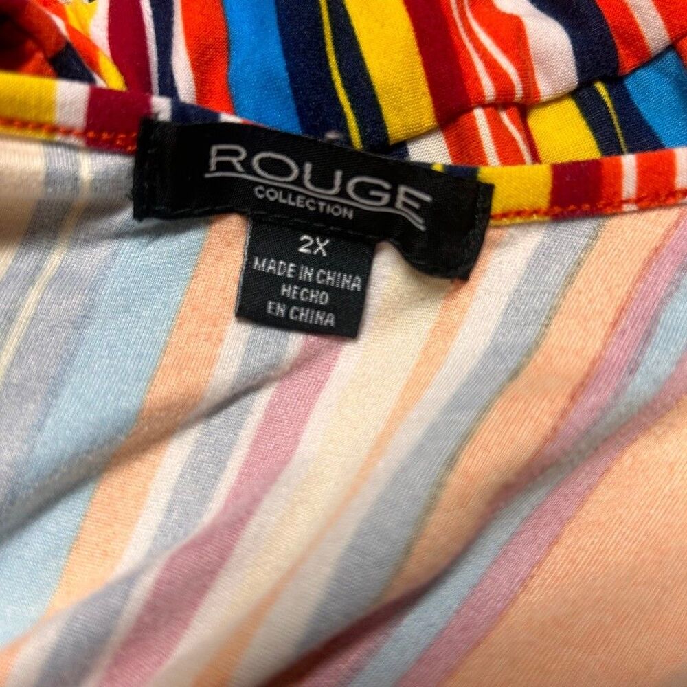Rouge Collection Maxi Dress Womens 2X Multicolor Stripe Cut Out Sides Back Knit - Picture 10 of 12